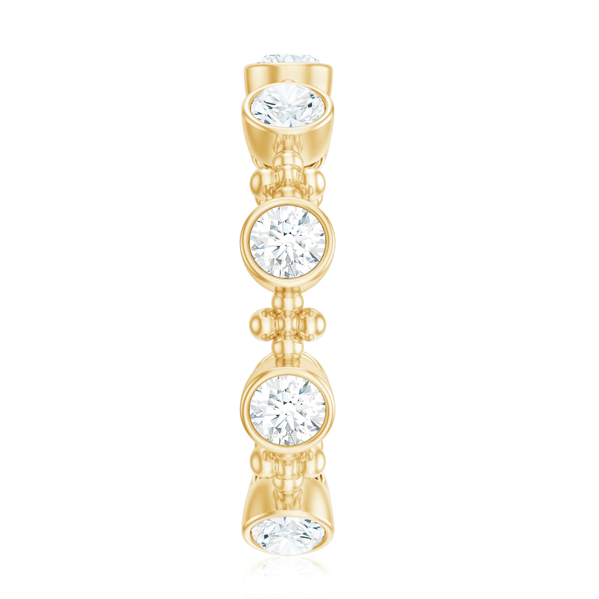 Certified Moissanite Stackable Wedding Band in Bezel Setting D-VS1 - Rosec Jewels