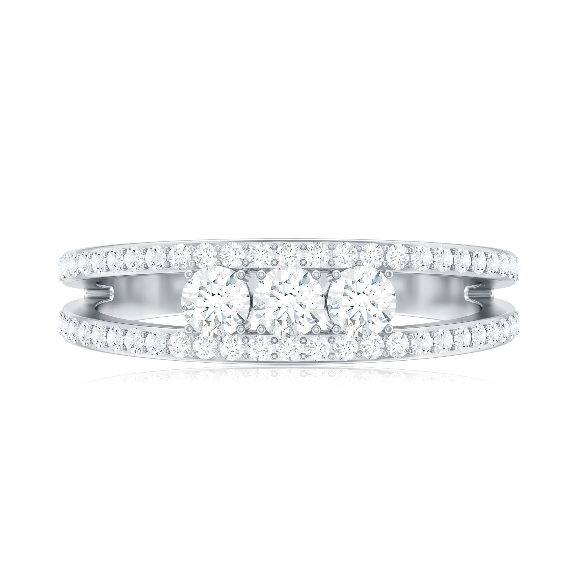 Certified Moissanite 3 Stone Anniversary Ring for Women D-VS1 - Rosec Jewels