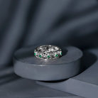 Rosec Jewels-Vintage Looking Lab Grown Emerald Wedding Band for Women