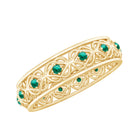 Rosec Jewels-Vintage Looking Lab Grown Emerald Wedding Band for Women