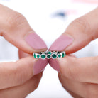 1 CT Emerald Uneven Eternity Ring in Bezel Setting Emerald - ( AAA ) - Quality - Rosec Jewels