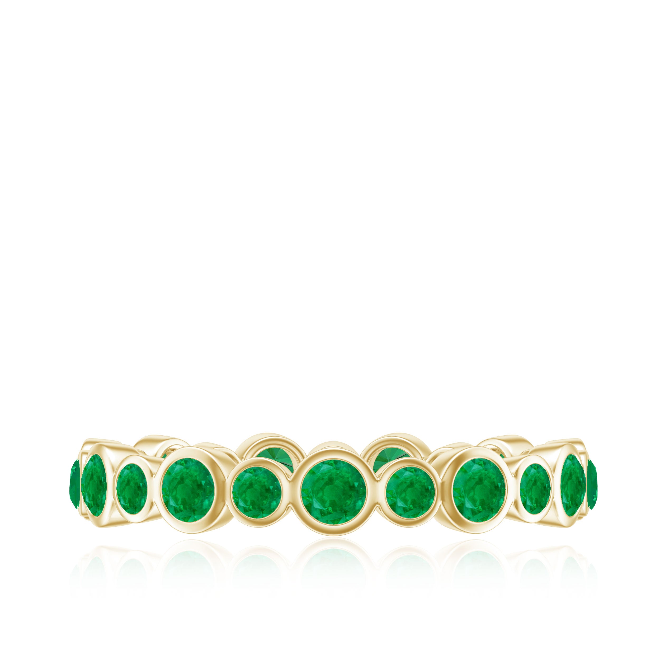 Emerald Full Eternity Band Ring in Bezel Setting AAA - Rosec Jewels