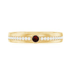Natural Garnet Diamond Wide Wedding Band AAA - Rosec Jewels
