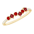 1/2 CT Lab Grown Ruby and Diamond Minimal Ring AAAA - Rosec Jewels