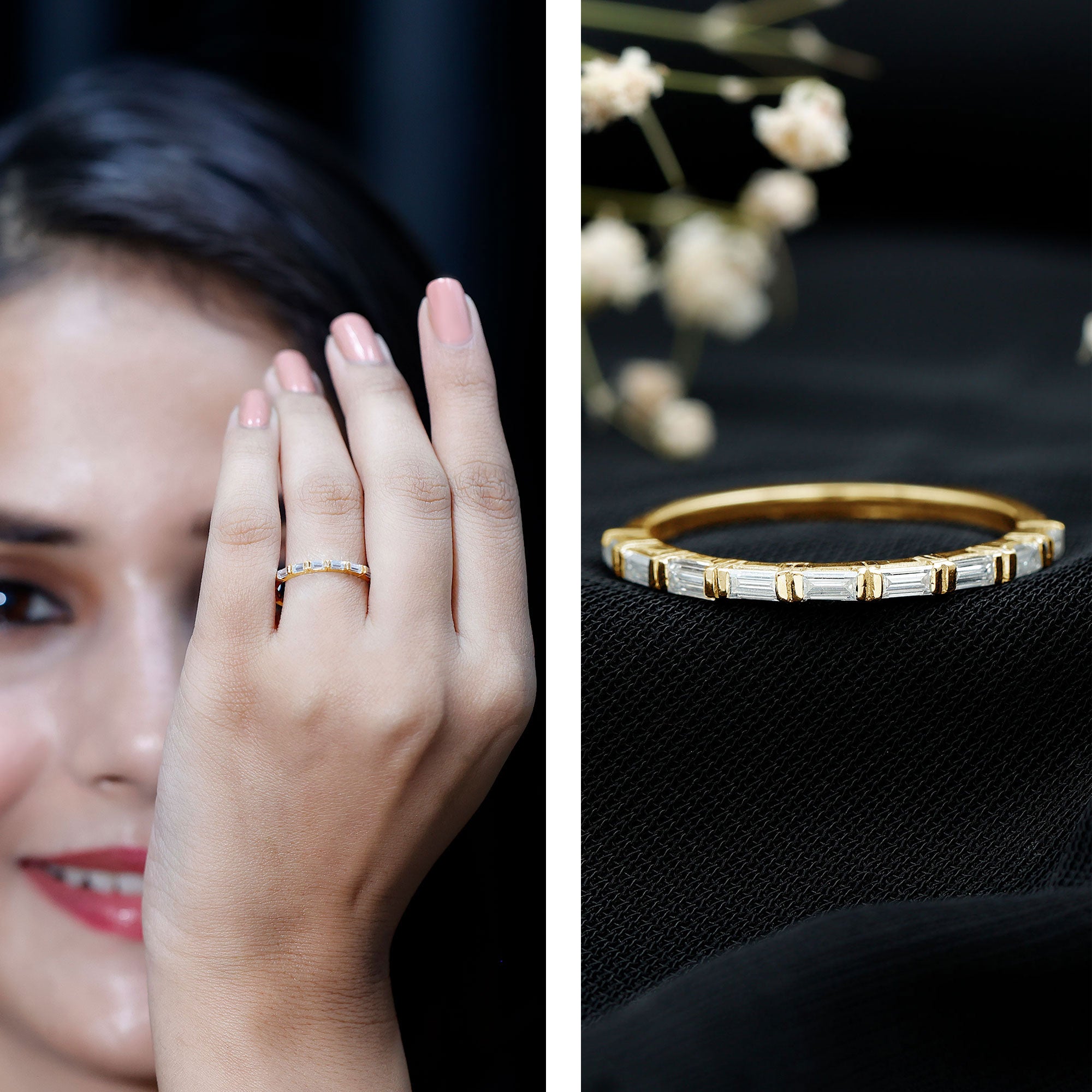 Rosec Jewels-Bar Set Moissanite Eternity East West Ring