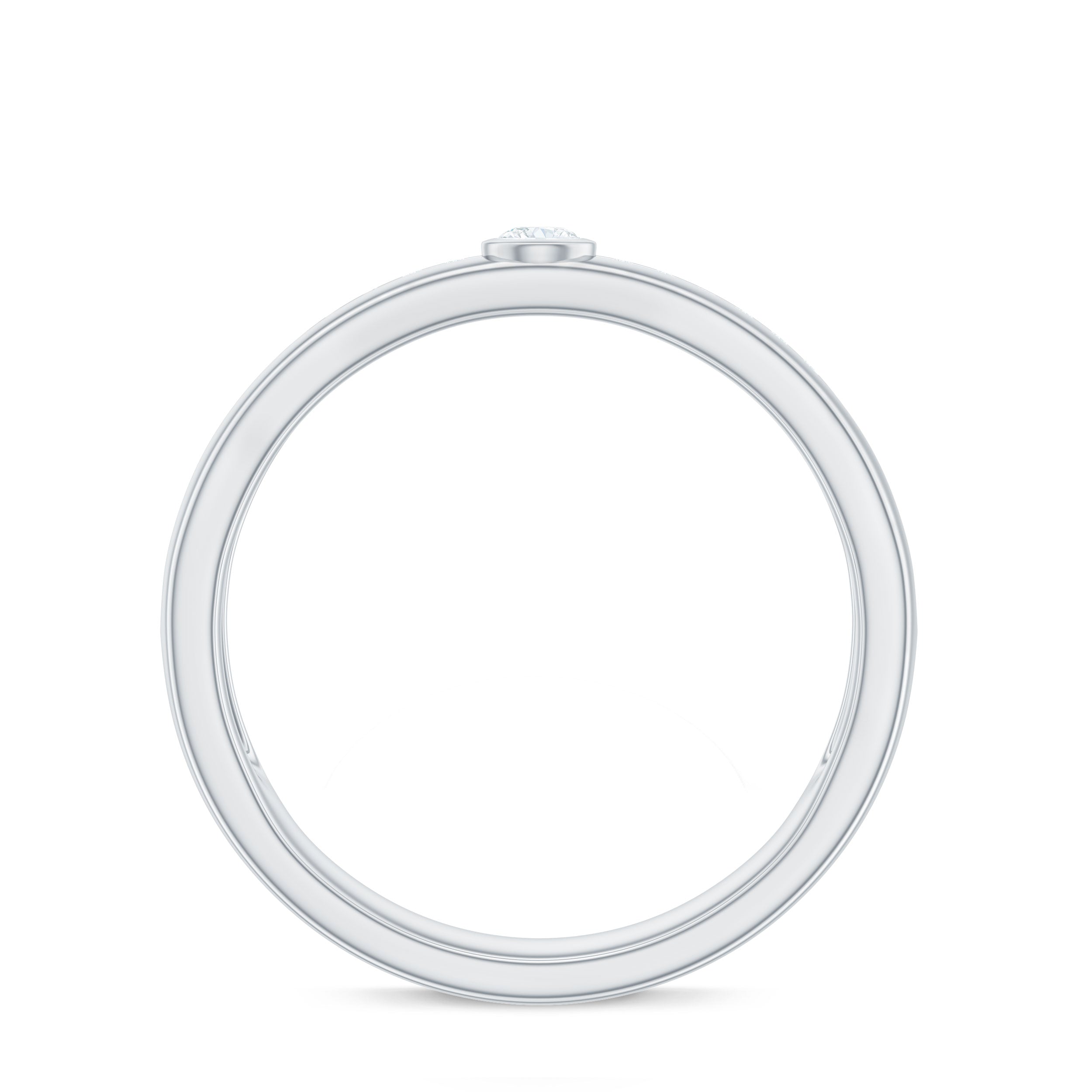 Rosec Jewels-Bezel Set Moissanite Unisex Wedding Band Ring