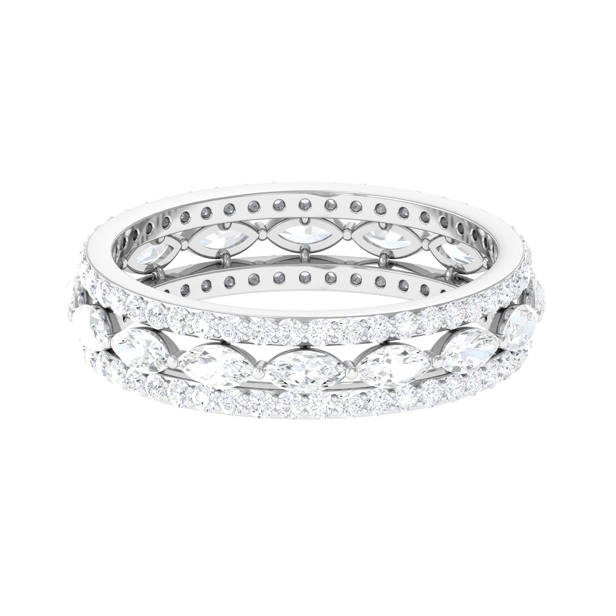 2.25 CT Marquise and Round Cut Moissanite Wedding Band Moissanite - ( D-VS1 ) - Color and Clarity - Rosec Jewels