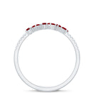 Rosec Jewels-Minimal Ruby Half Eternity Ring with Diamond