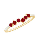 Rosec Jewels-Minimal Ruby Half Eternity Ring with Diamond