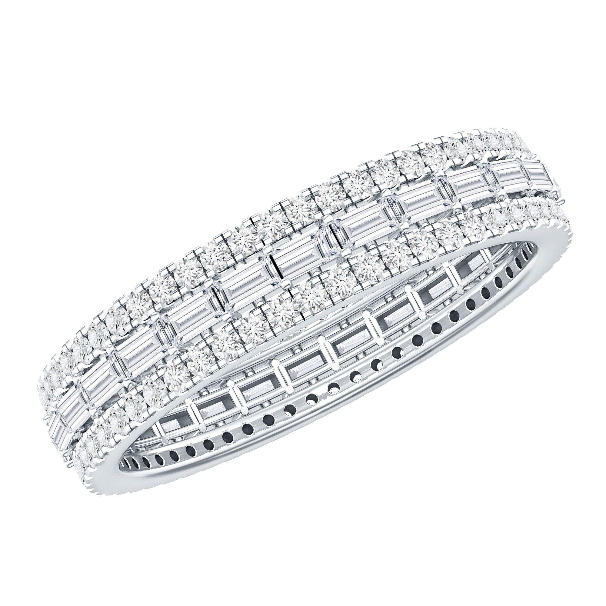Certified Baguette Moissanite Eternity Wedding Band for Women D-VS1 - Rosec Jewels