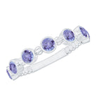 Natural Tanzanite Half Eternity Ring in Bezel Setting AAA - Rosec Jewels