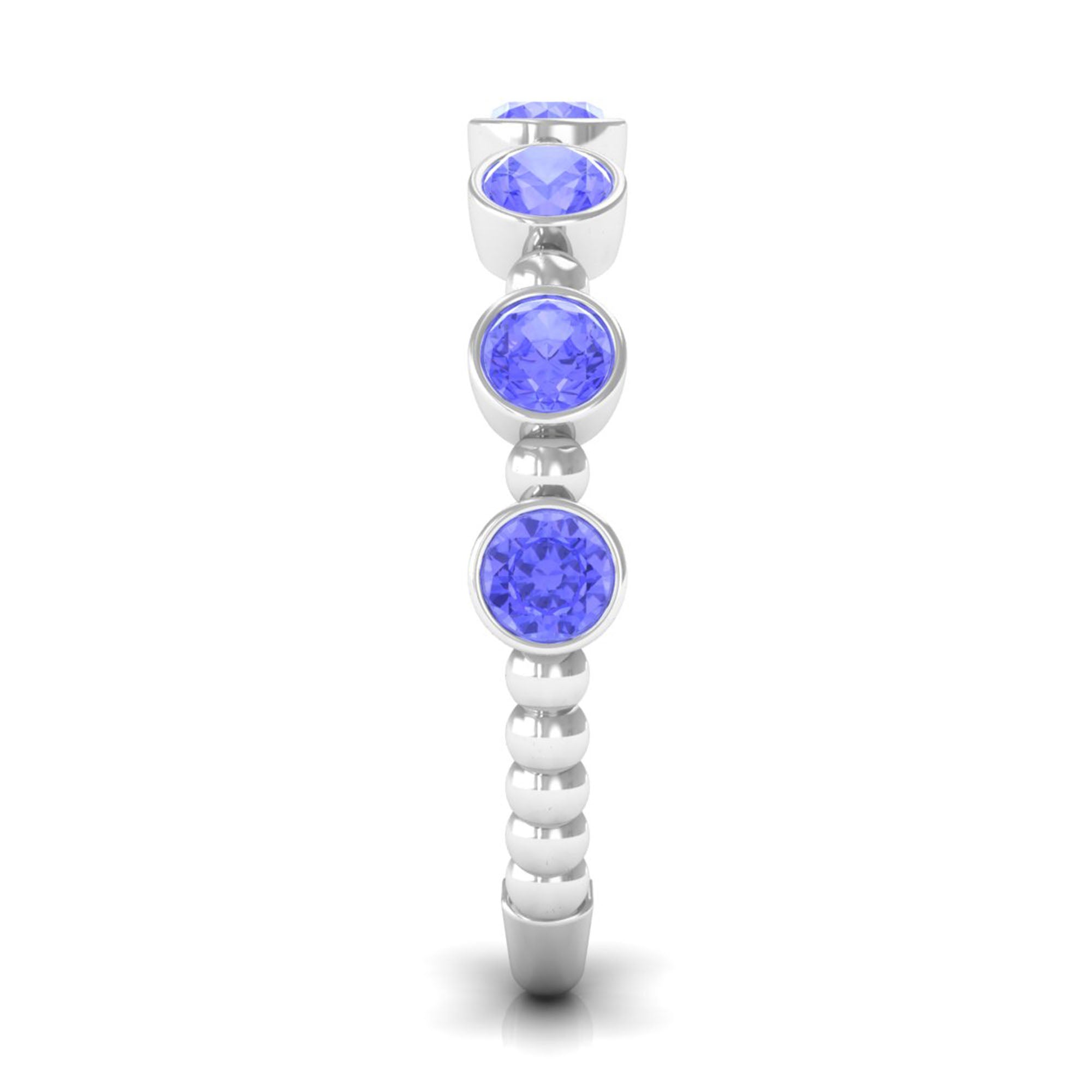 Natural Tanzanite Half Eternity Ring in Bezel Setting AAA - Rosec Jewels