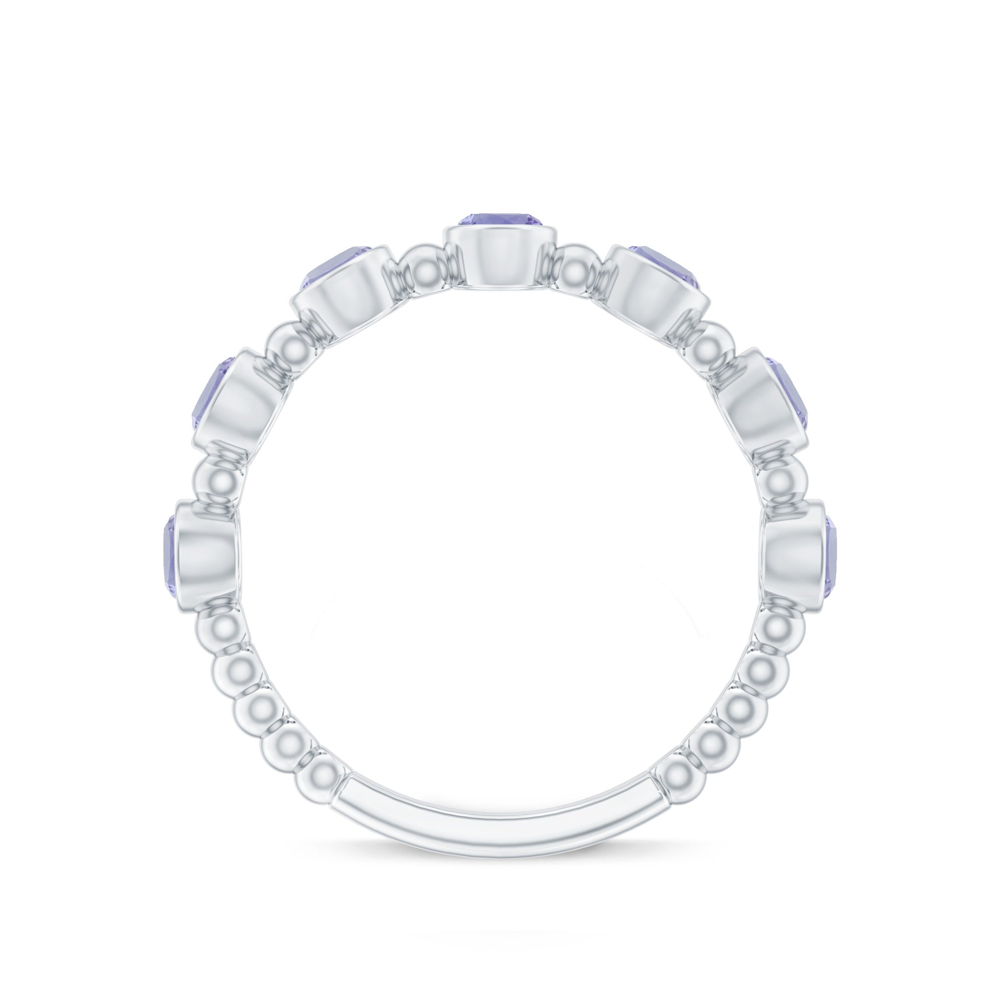 Natural Tanzanite Half Eternity Ring in Bezel Setting AAA - Rosec Jewels