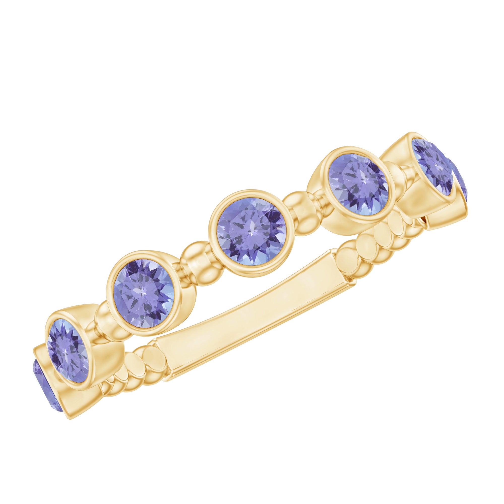 Natural Tanzanite Half Eternity Ring in Bezel Setting AAA - Rosec Jewels
