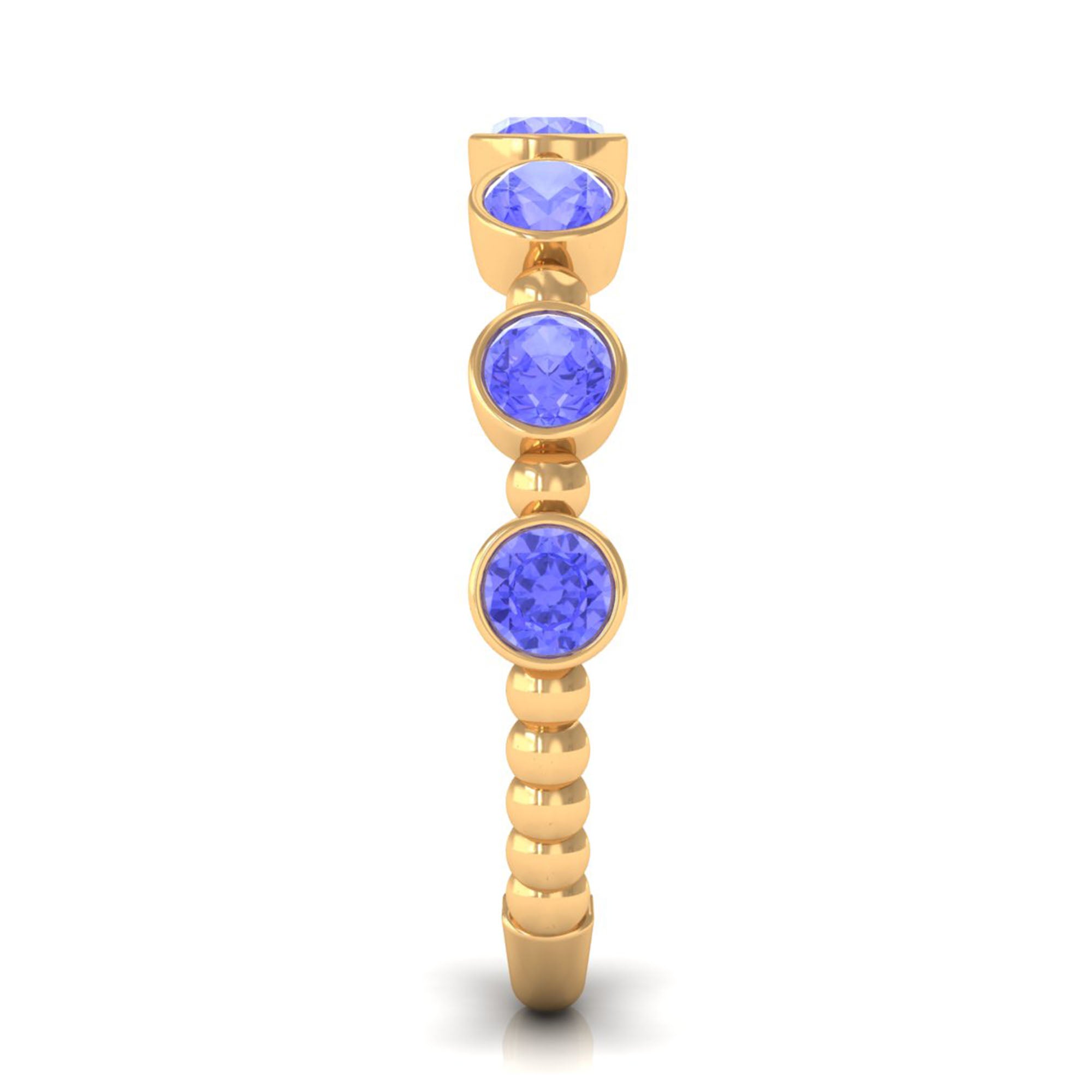 Natural Tanzanite Half Eternity Ring in Bezel Setting AAA - Rosec Jewels