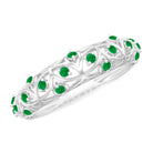 Natural Emerald Filigree Wedding Band for Women AAA - Rosec Jewels