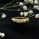 Natural Emerald Filigree Wedding Band for Women AAA - Rosec Jewels