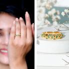 Natural Emerald Filigree Wedding Band for Women AAA - Rosec Jewels