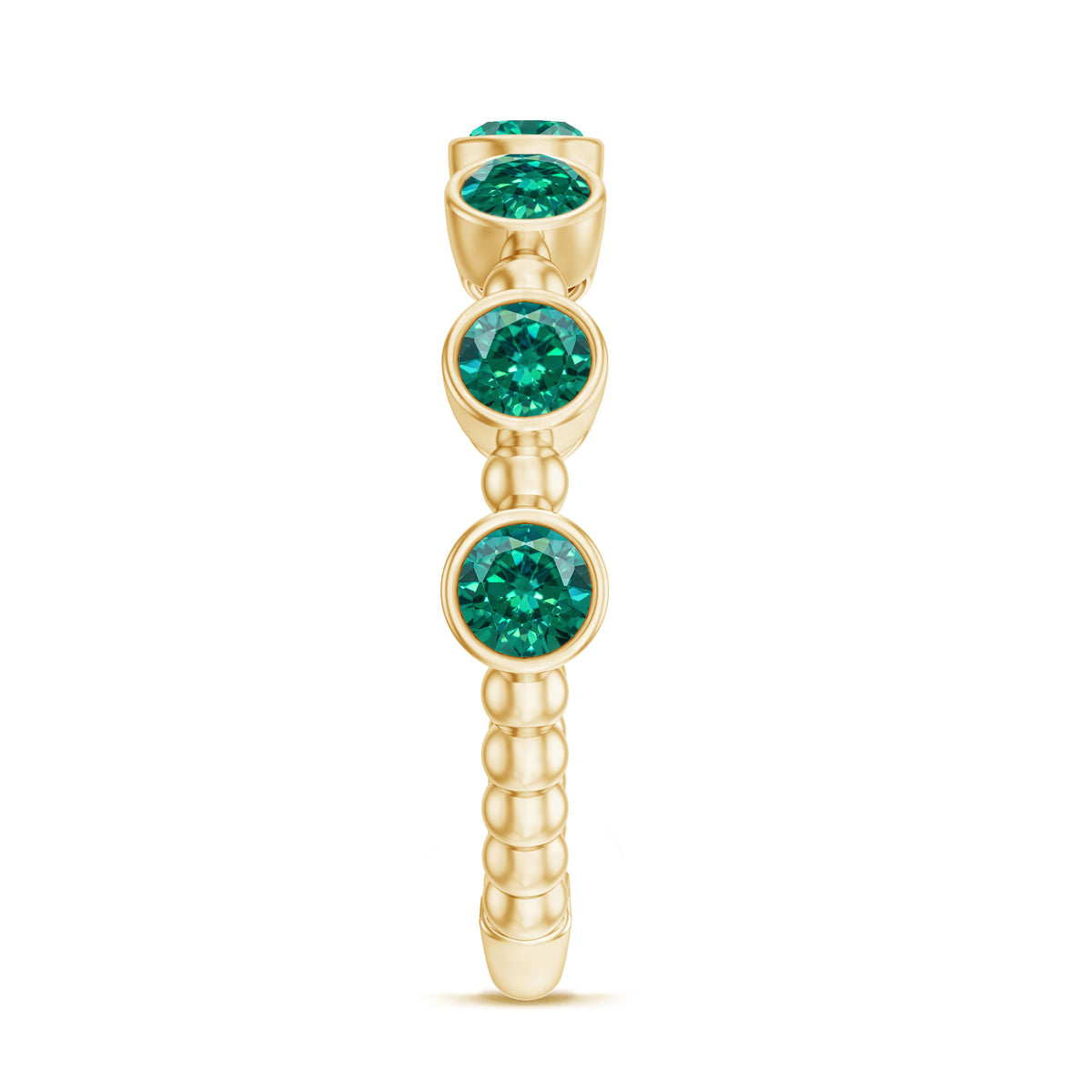 Bezel Set Lab Grown Emerald 7 Stone Half Eternity Ring with Certificate AAAA - Rosec Jewels