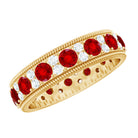 Rosec Jewels-Round Cut Lab Created Ruby and Diamond Wedding Band
