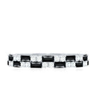 Certified Lab Grown Black and White Diamond 2 Row Eternity Band Ring AAAA ( Synthetic ) - Rosec Jewels