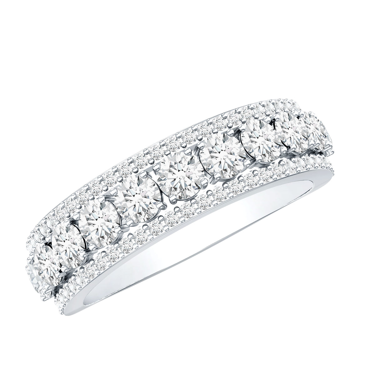 Rosec Jewels-Certified Moissanite Wedding Anniversary Band Ring for Women