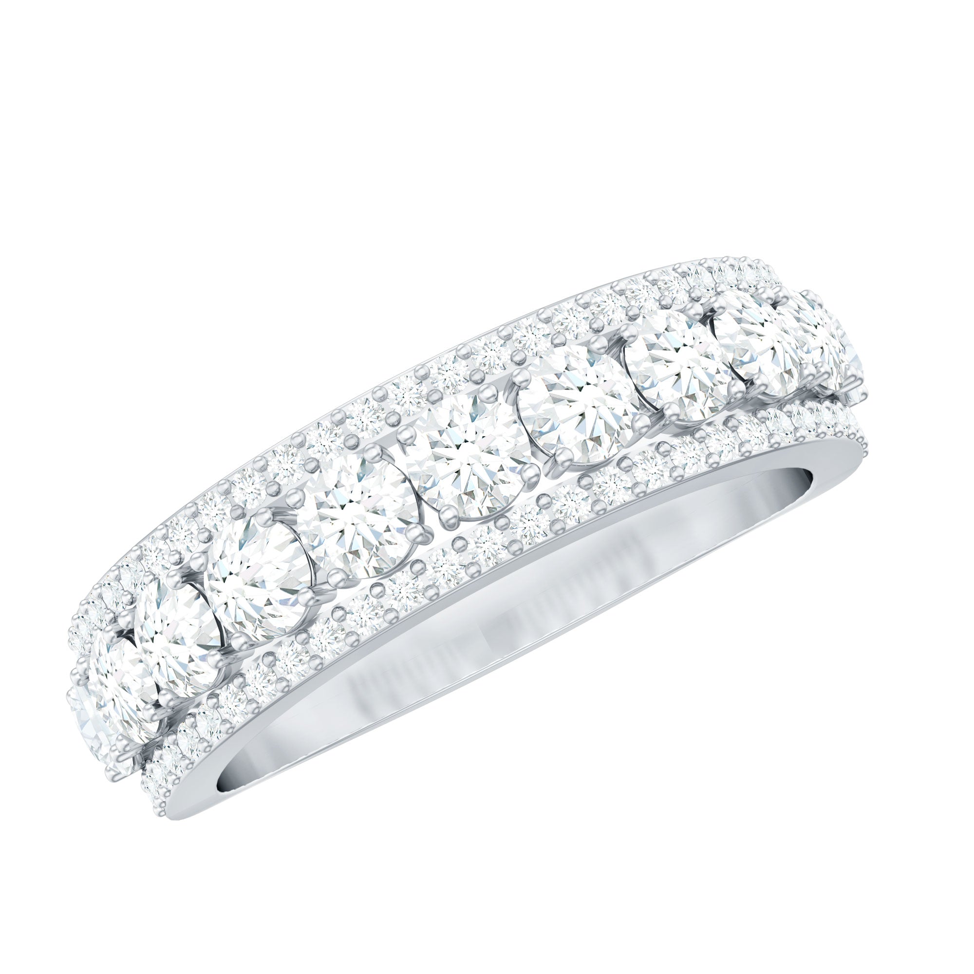 Certified Moissanite Wedding Anniversary Band Ring for Women D-VS1 - Rosec Jewels