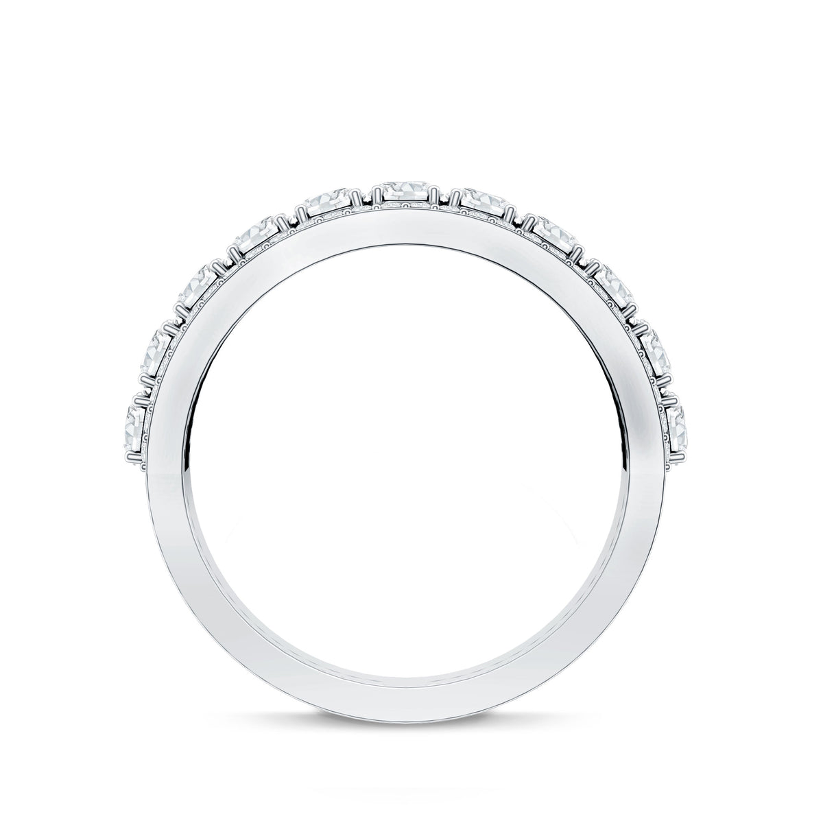 Rosec Jewels-Certified Moissanite Wedding Anniversary Band Ring for Women