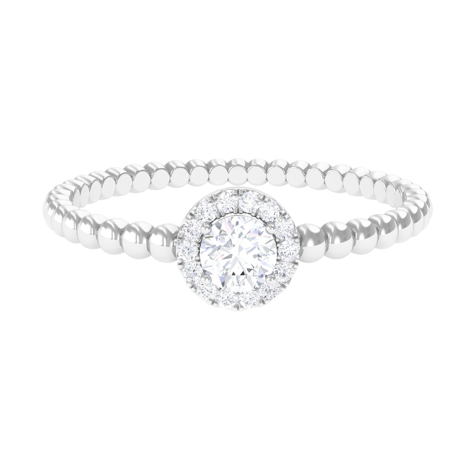 Diamond Engagement Ring in Prong Setting with Bubble Shank Diamond - ( HI-SI ) - Color and Clarity - Rosec Jewels