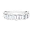 Baguette and Round Cut Moissanite Halo Designer Wedding Band Moissanite - ( D-VS1 ) - Color and Clarity - Rosec Jewels