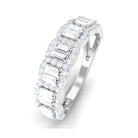 Baguette and Round Cut Moissanite Halo Designer Wedding Band Moissanite - ( D-VS1 ) - Color and Clarity - Rosec Jewels