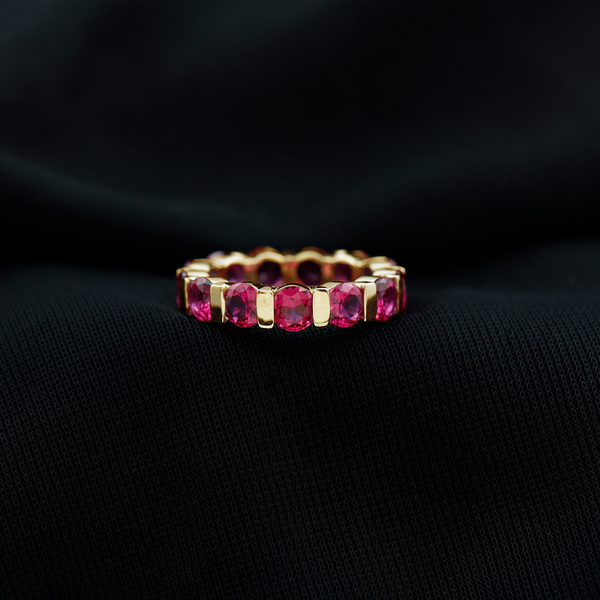 6.5 CT Bar Set Created Ruby Full Eternity Ring AAAA - Rosec Jewels