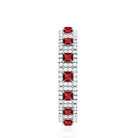 1.75 CT Princess Cut Created Ruby Wedding Band Ring with Diamond Accent AAAA - Rosec Jewels