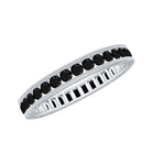 Black Onyx Wedding Band with Milgrain Detailing AAA - Rosec Jewels