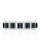 Rosec Jewels-Baguette Cut Lab Grown Black and White Diamond Half Eternity Band