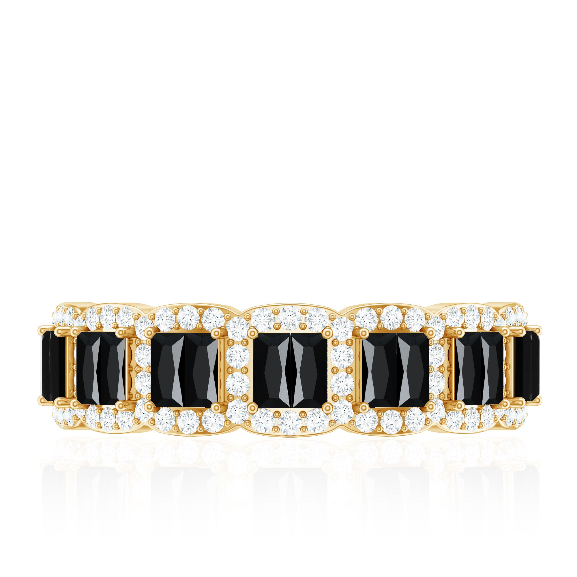 Rosec Jewels-Baguette Cut Lab Grown Black and White Diamond Half Eternity Band