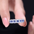 Certified Lab Grown Blue Sapphire Eternity Wedding Band with Diamond AAAA - Rosec Jewels