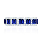 Certified Lab Grown Blue Sapphire Eternity Wedding Band with Diamond AAAA - Rosec Jewels