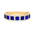 2.5 CT Lab Created Blue Sapphire Designer Eternity Ring with Moissanite Accent Lab Created Blue Sapphire - ( AAAA ) - Quality - Rosec Jewels