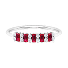 Minimalist Lab Created Ruby and Diamond Cluster Promise Ring AAAA - Rosec Jewels