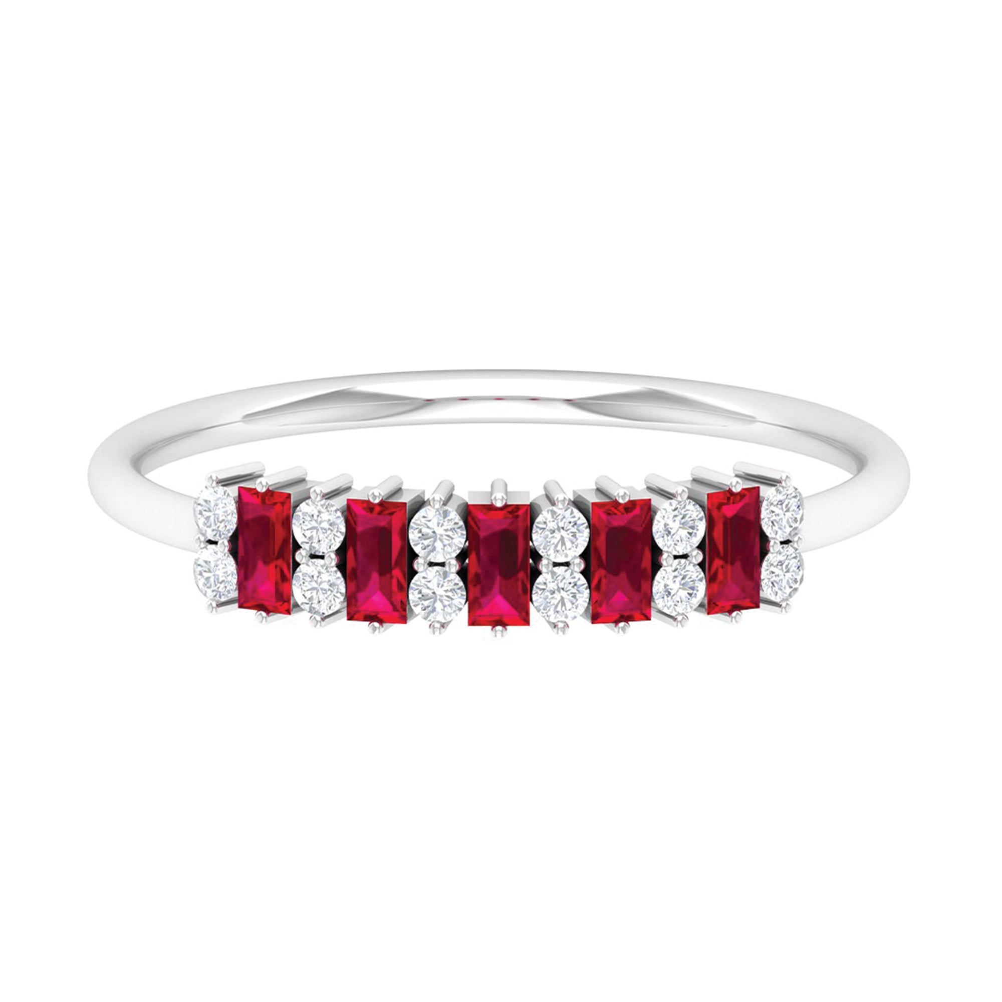 Rosec Jewels-1.75 CT Created Ruby and Diamond Minimal Cluster Ring