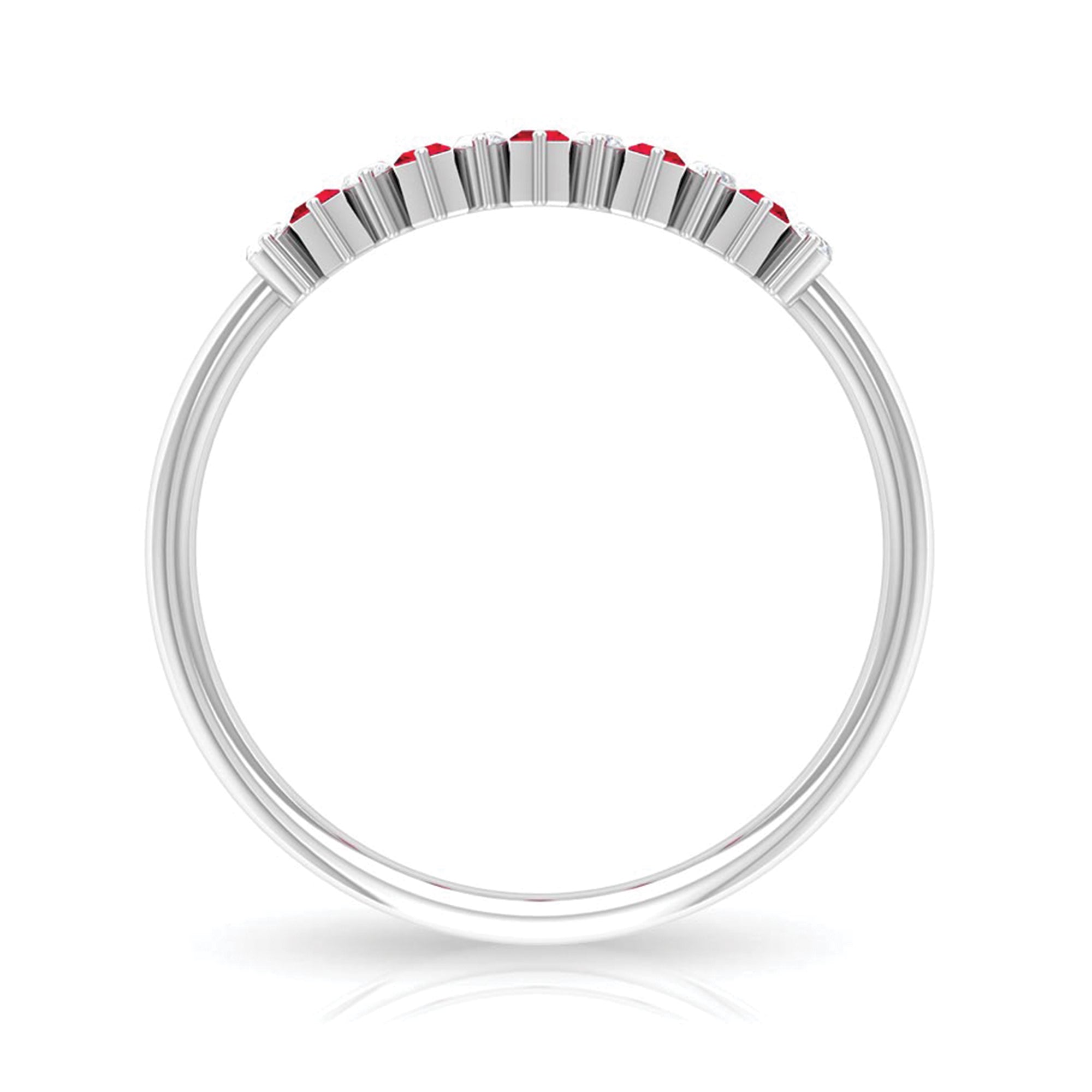 Rosec Jewels-1.75 CT Created Ruby and Diamond Minimal Cluster Ring