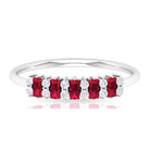 Minimalist Lab Created Ruby and Diamond Cluster Promise Ring AAAA - Rosec Jewels