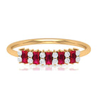 Minimalist Lab Created Ruby and Diamond Cluster Promise Ring AAAA - Rosec Jewels