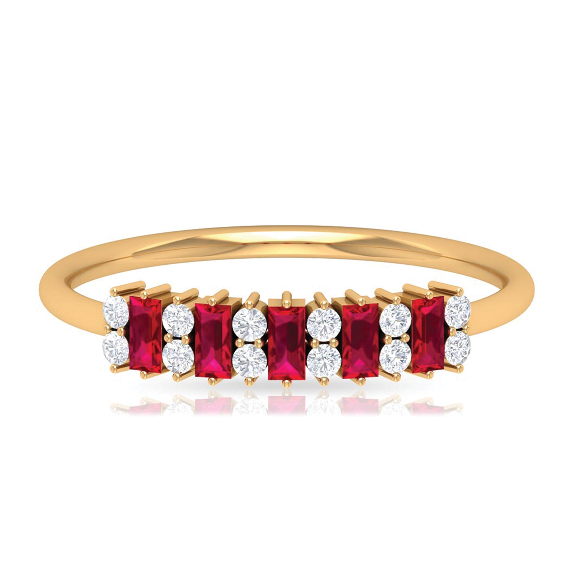 Rosec Jewels-1.75 CT Created Ruby and Diamond Minimal Cluster Ring