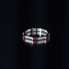 Rosec Jewels-3/4 CT Baguette Cut Lab Grown Ruby Stackable Ring with Diamond