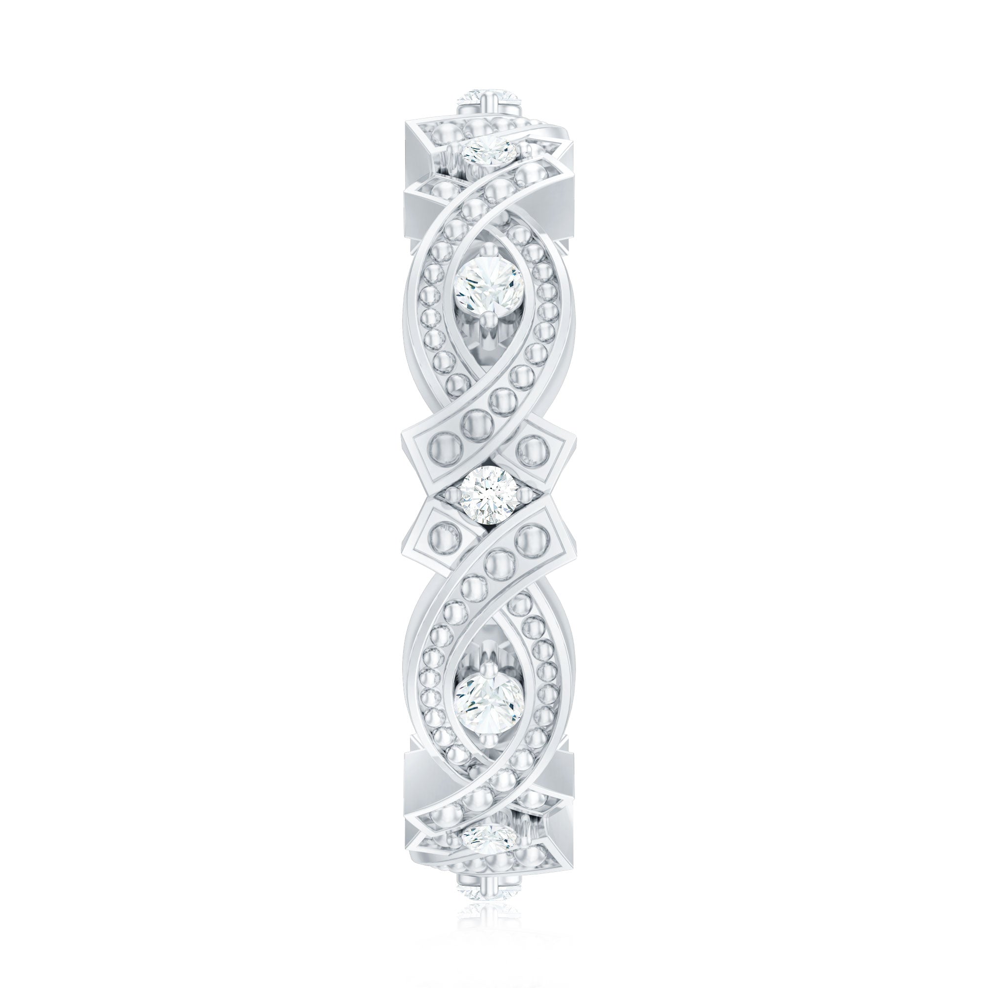 Vintage Inspired Moissanite Beaded Wedding Band D-VS1 - Rosec Jewels