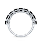 Oval and Emerald Cut Black Onyx Half Eternity Wedding Band AAA - Rosec Jewels
