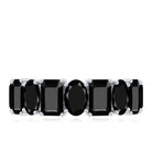 Oval and Emerald Cut Black Onyx Half Eternity Wedding Band AAA - Rosec Jewels