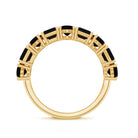 Oval and Emerald Cut Black Onyx Half Eternity Wedding Band AAA - Rosec Jewels